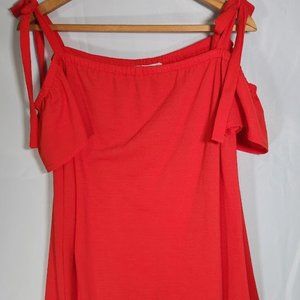 Green Envelope Mini Dress Orange Off Shoulder Sleeves Size Medium